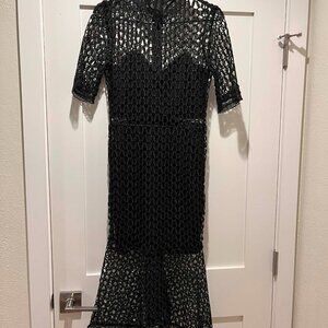 Bardot Midi Dress (black) - Size 6